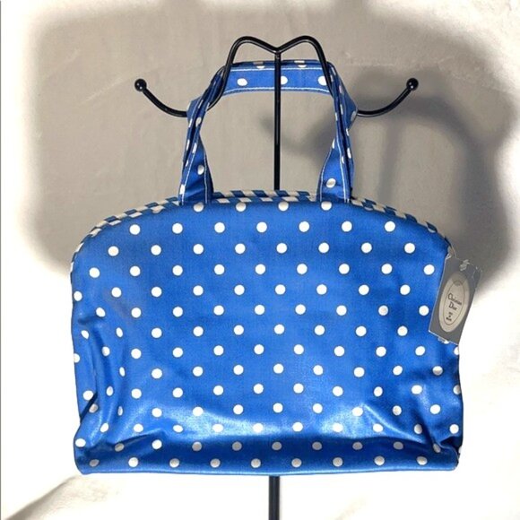 Christian Dior Blue and White Polka Dot Cosmetic Travel Bag - Picture 1 of 11